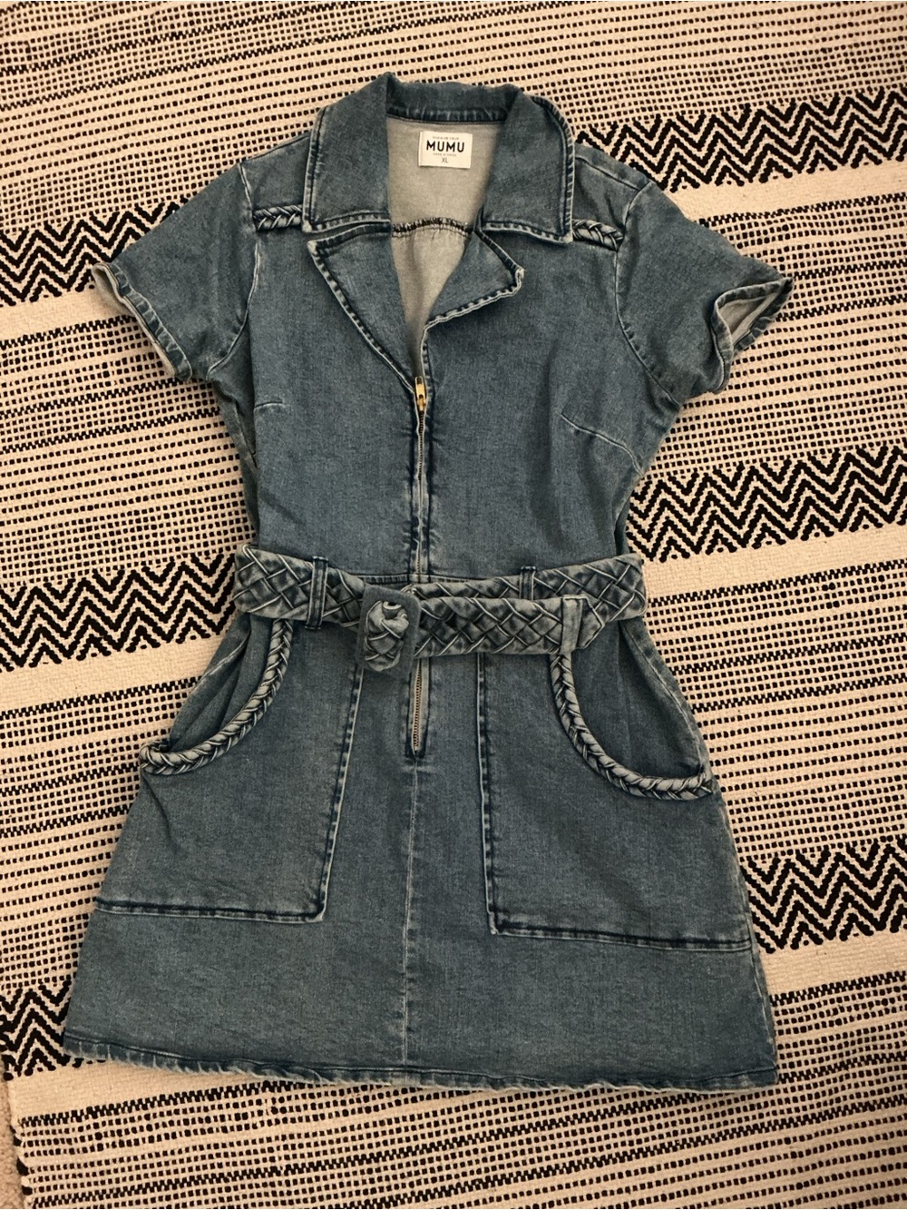 Show Me Your MuMu Vintage Wash Denim Zip-Front Dress in Blue - Picture 2 of 5